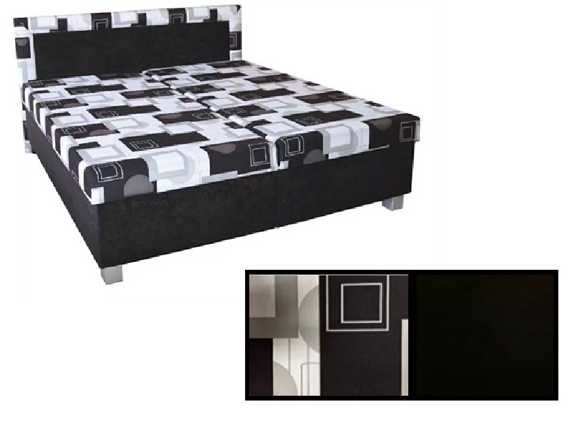 Manželská posteľ 160 cm Marry (so sendvičovým matracom) (čierna + sivá + biela) *výpredaj