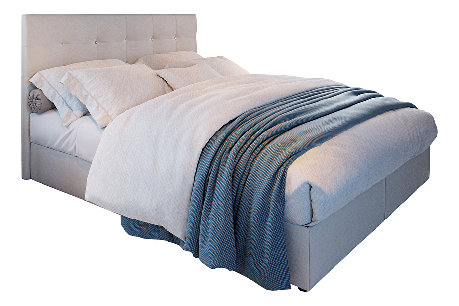 Manželská posteľ Boxspring 140 cm Karen Comfort (béžová) (s matracom a úložným priestorom)