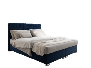 Manželská posteľ 160 cm Penarth (tmavomodrá) (s roštom, matracom a úl. priestorom)