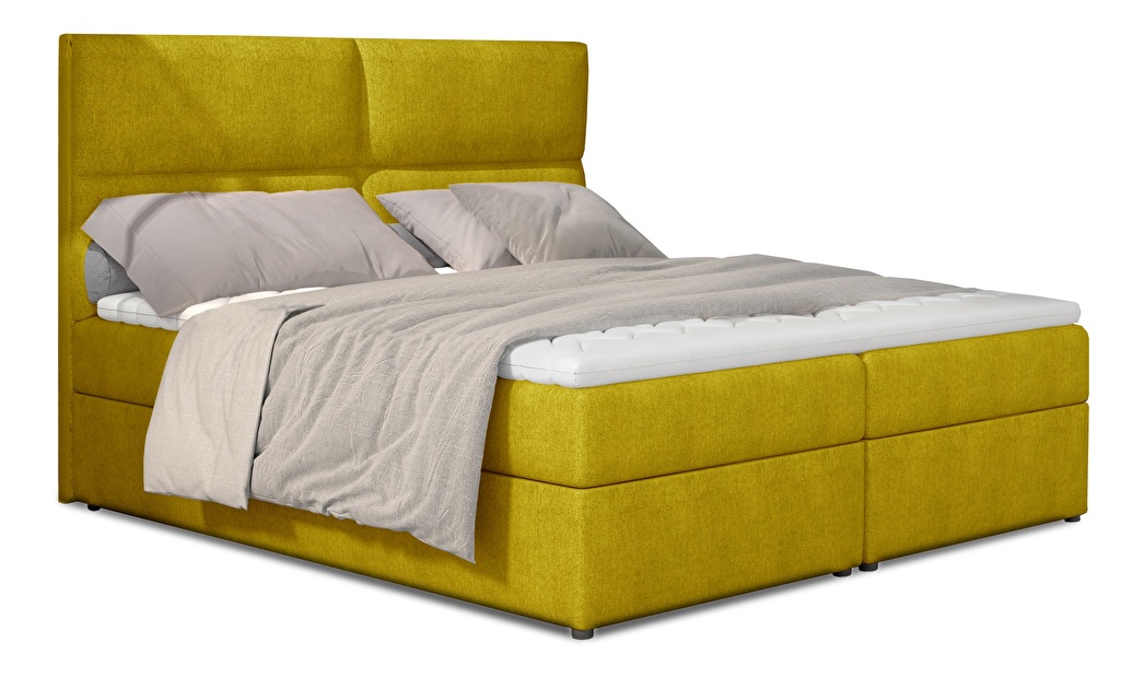 Kontinentálna posteľ 145 cm Alyce (žltá) (s matracmi)