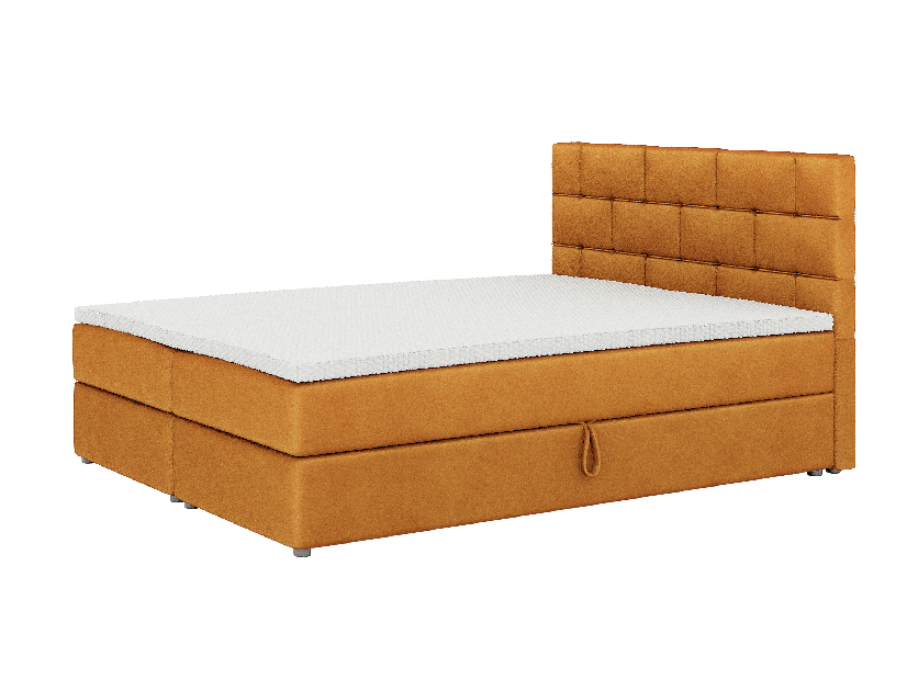 Manželská posteľ Boxspring 140x200 cm Waller Comfort (horčicová) (s roštom a matracom)