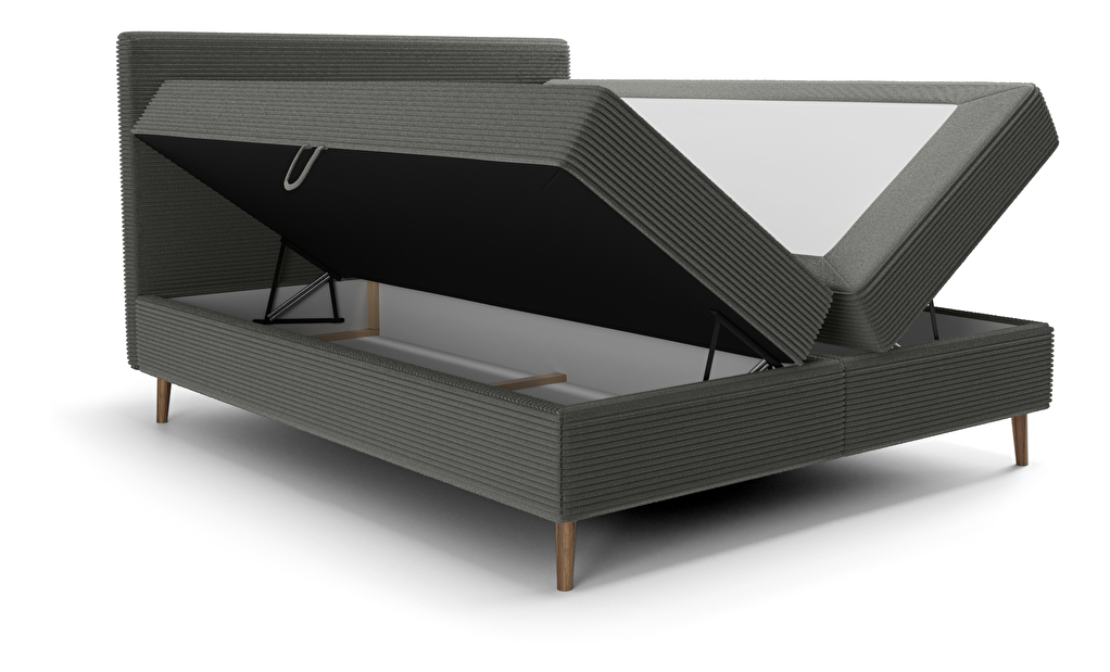 Manželská posteľ 200 cm Napoli Bonell (tmavozelená) (s roštom, s úl. priestorom)