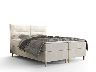 Manželská posteľ  Boxspring 160 cm Saruta (béžová) (s matracom a úložným priestorom)