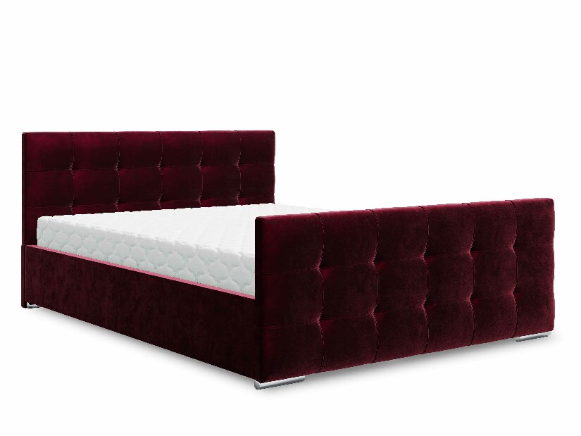 Manželská posteľ 160 cm Billie (bordová) (s roštom a úložným priestorom)