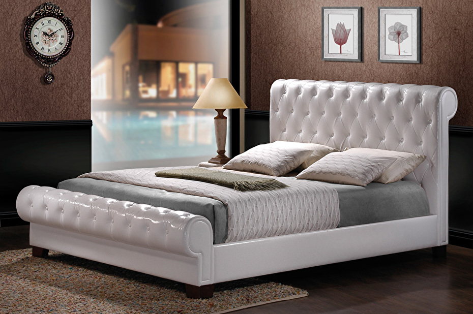 Manželská posteľ 160 cm Malibu biela (s roštom)