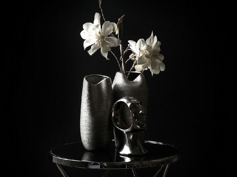 Váza AZEMMOUR 33 cm (sklolaminát) (strieborná)