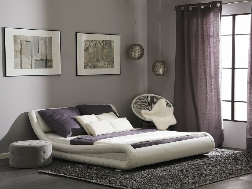 Manželská posteľ 180 cm AVENUE (s vodným matracom) (biela) *výpredaj