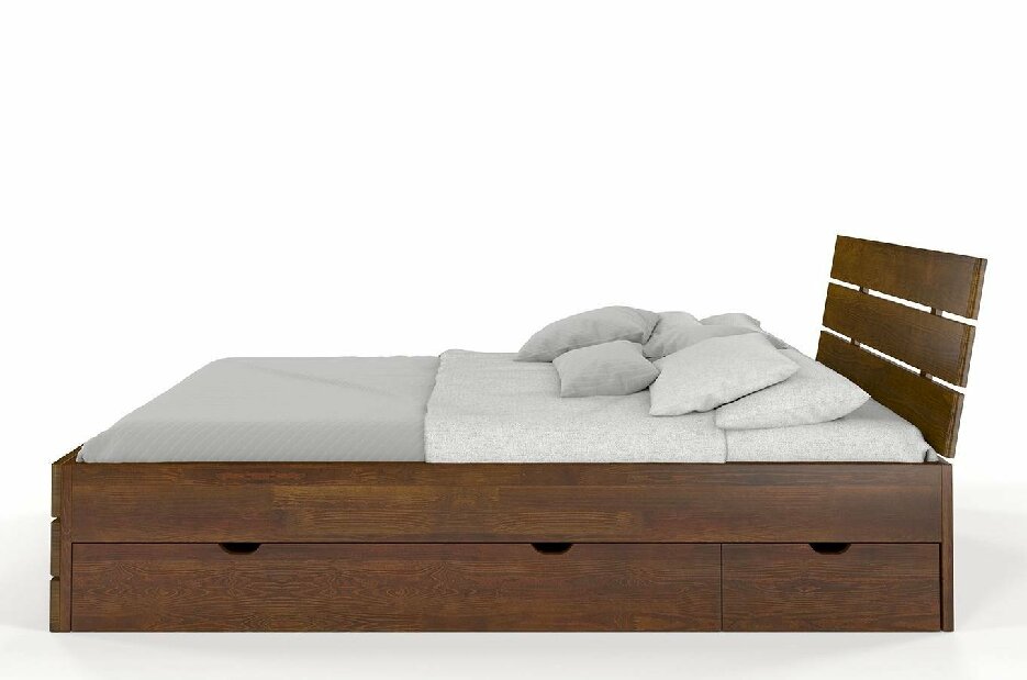 Manželská posteľ 200 cm Naturlig Lorenskog High Drawers (borovica)