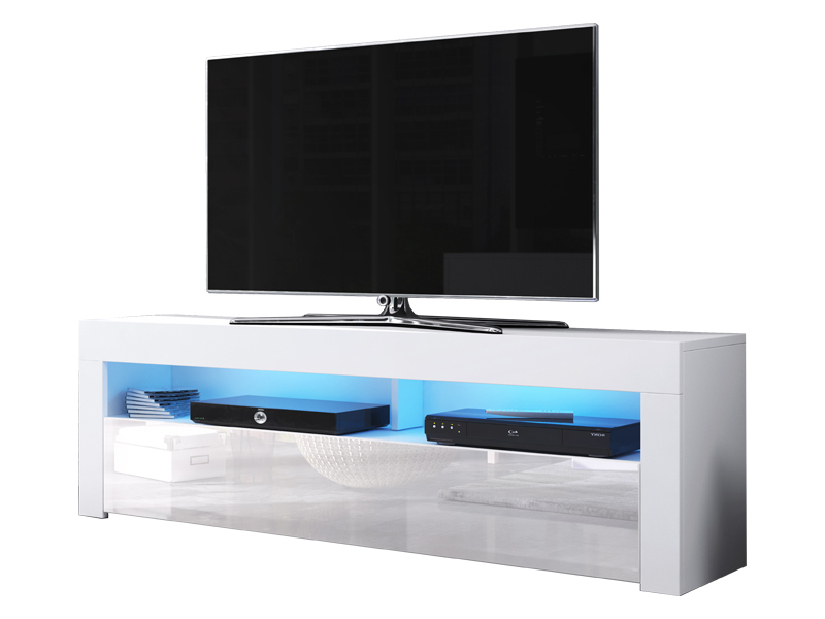 TV stolík/skrinka Mark (biela matná + biely lesk)