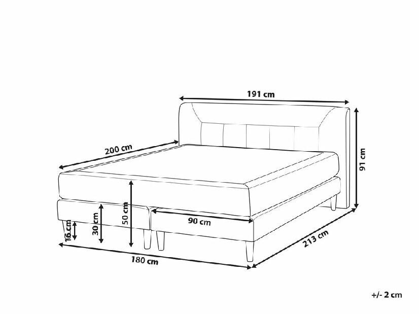 Manželská posteľ 180x200 cm Mariasse (sivá)