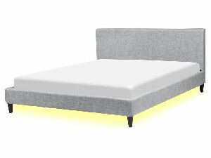 Manželská posteľ 160 cm FUTTI (s roštom a LED osvetlením) (sivá)