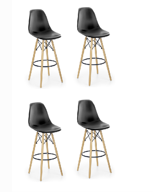 Set 4 ks. Barová stolička H51 (čierna) *výpredaj