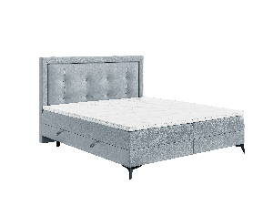 Manželská posteľ Boxspring 140 cm Hygga (svetlomodrá) (s matracom a úl. priestorom)