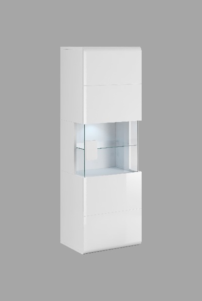 Závesná vitrína vysoká Tamie Typ 07 (biela + lesk biely) (P)