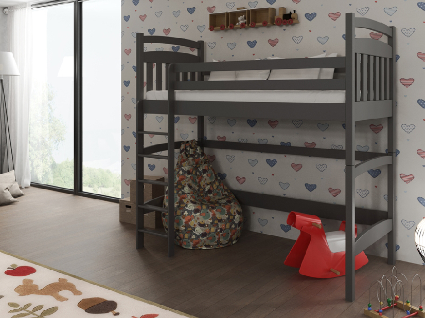 Detská posteľ 90 x 190 cm Theo (s roštom a úl. priestorom) (grafit)