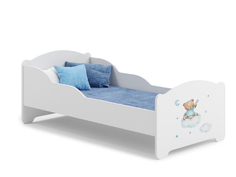 Detská posteľ 140x70 cm Cassi (s roštom a matracom) (macko)