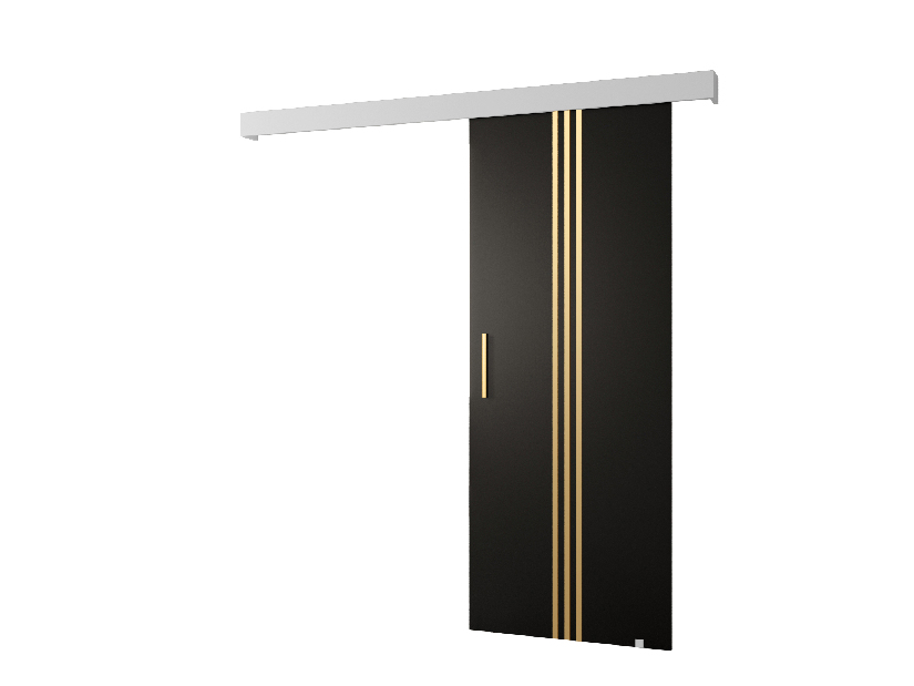 Posuvné dvere 90 cm Sharlene V (čierna matná + biela matná + zlatá)