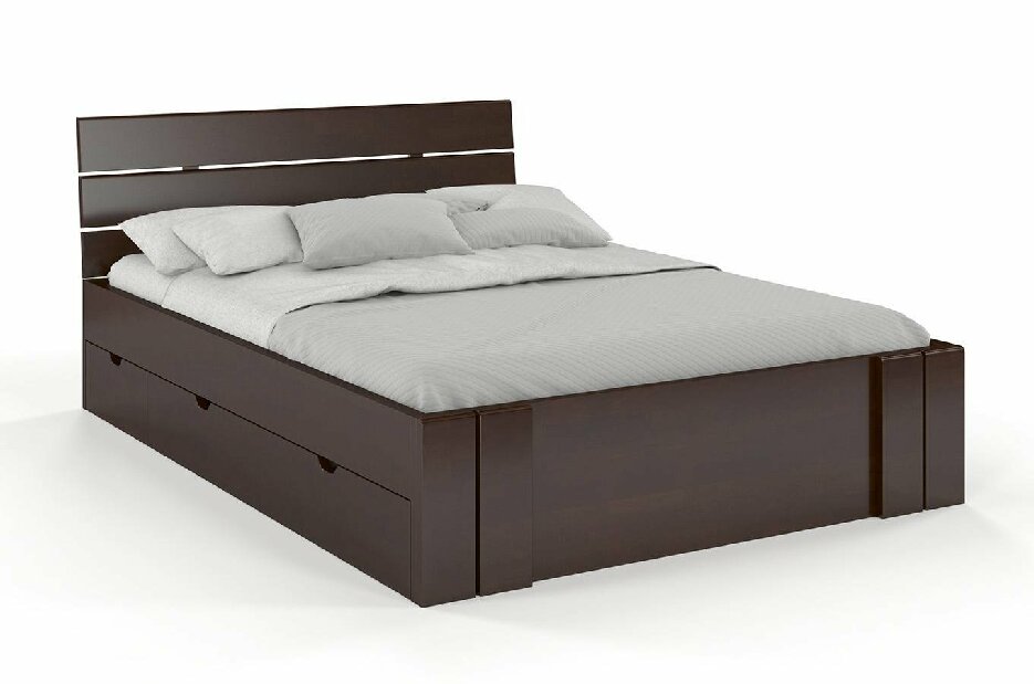 Manželská posteľ 160 cm Naturlig Tosen High Drawers (buk)