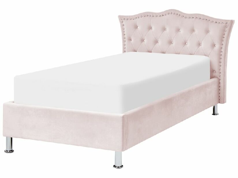 Jednolôžková posteľ 200 x 90 cm Metty (ružová) (s roštom) (s úl. priestorom)