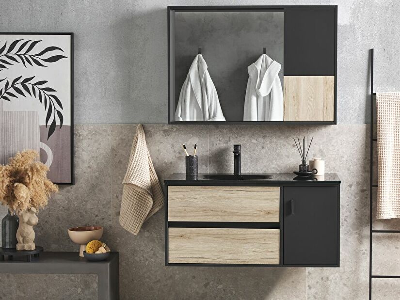 Kúpeľňa Topaz (drevo + čierna) 
