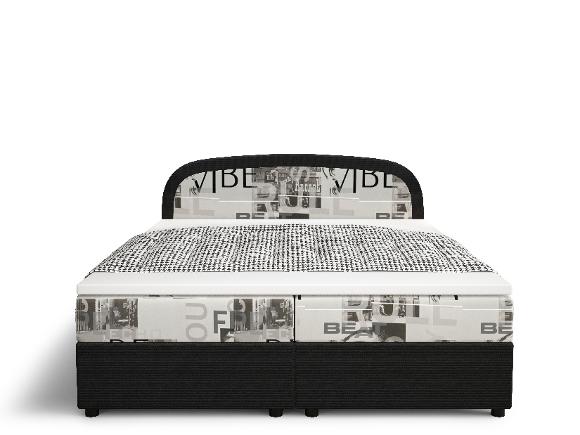 Manželská posteľ Boxspring 160 cm Brick (tmavohnedá + vzor vlny) (s matracom a úložným priestorom)