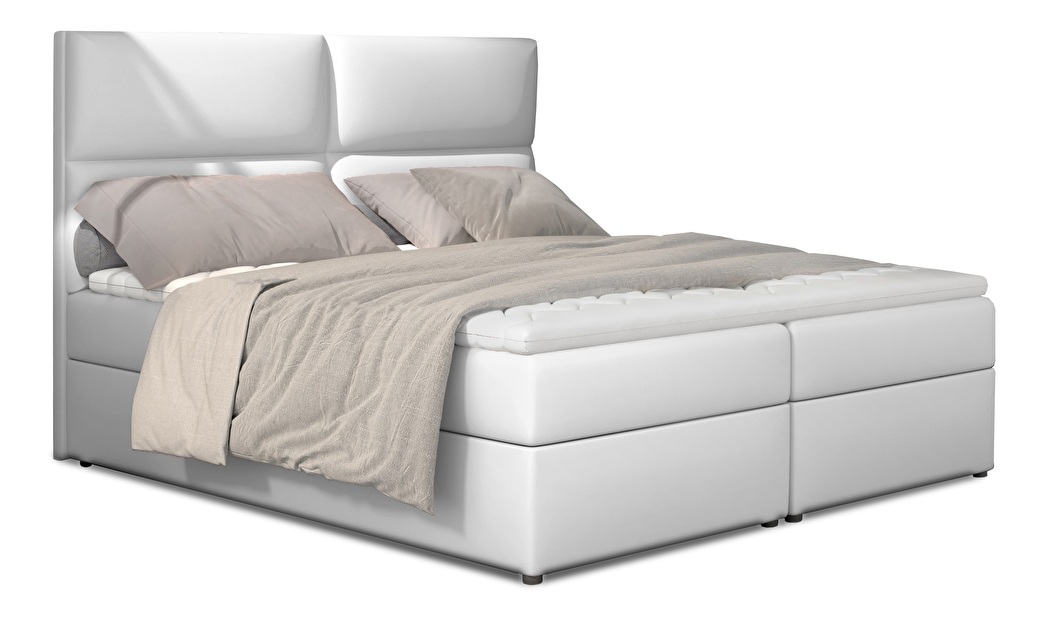 Manželská posteľ Boxspring 185 cm Alyce (biela) (s matracmi)