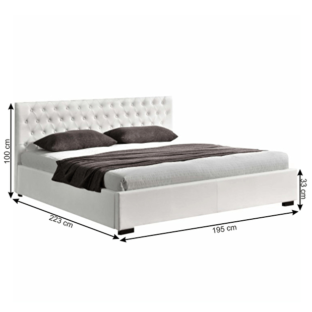 Manželská posteľ 180 cm Dorippa (s roštom a úl. priestorom) (biela) *výpredaj