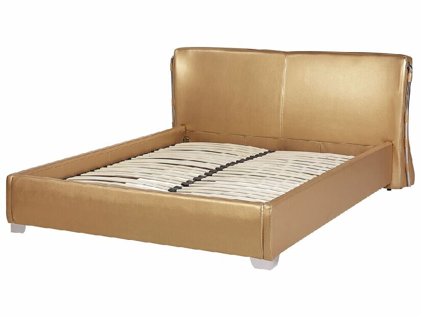 Manželská posteľ 160 cm PARNAS (s roštom) (zlatá)