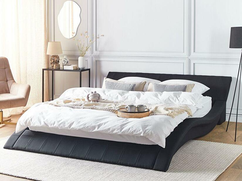 Manželská vodná posteľ 180 cm Veena (čierna) (s roštom a matracom)