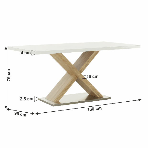 Jedálenský stôl 160 cm Farni (biela + dub sonoma)