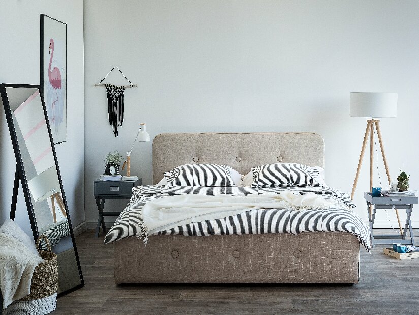 Manželská posteľ 180 cm ROME (s roštom a úl. priestorom) (béžová)
