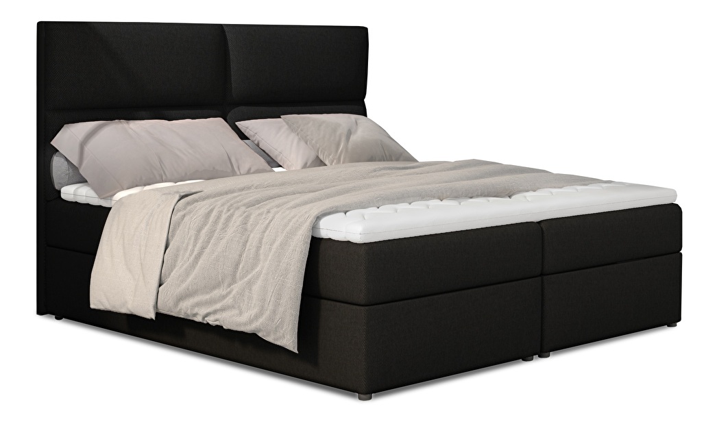Manželská posteľ Boxspring 145 cm Alyce (čierna Sawana 14) (s matracmi)