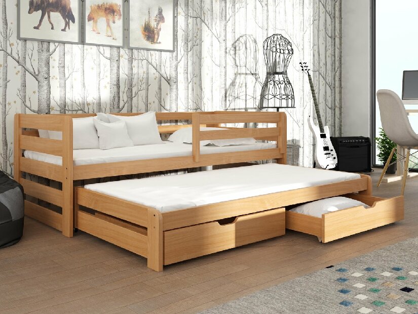 Detská posteľ 90 cm Simo (buk) (s roštom)