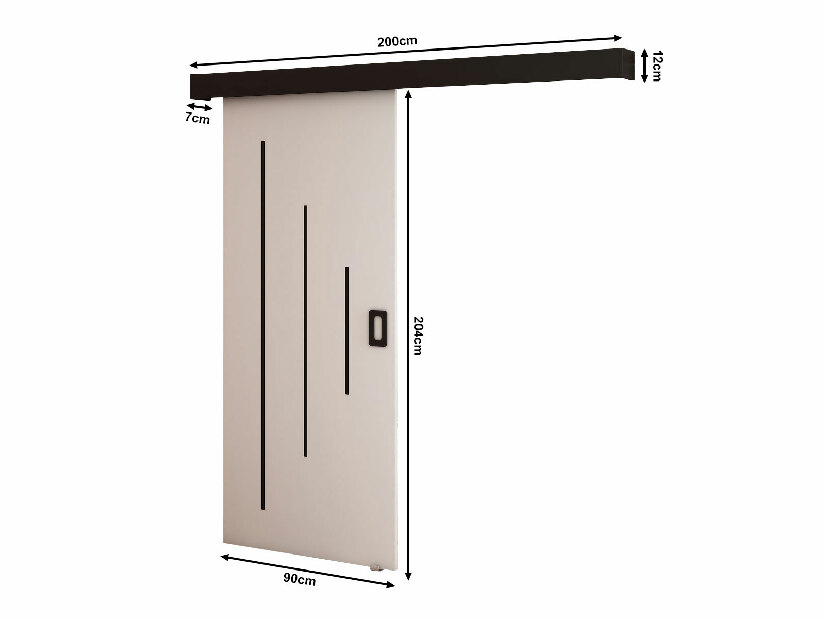Posuvné dvere 90 cm Bethany Y (biela matná + čierna matná)