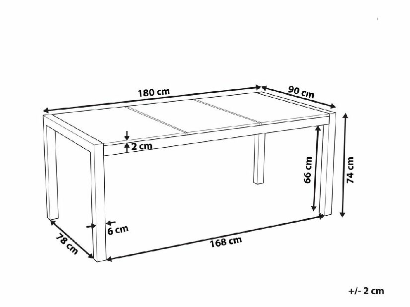 Záhradný stôl Grosso 180 (priehľadná) (tvrdené sklo)