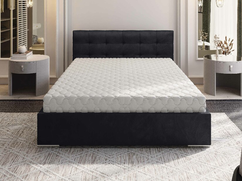 Manželská posteľ 160 cm Hermila (čierna) (s roštom a úložným priestorom)
