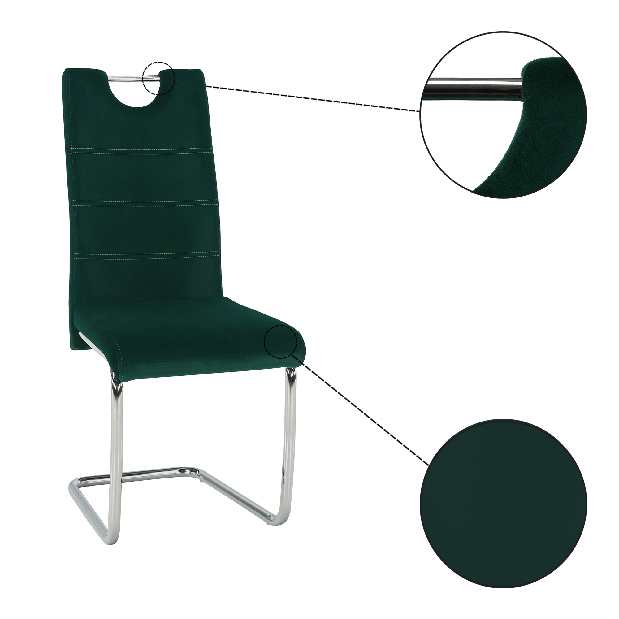 Jedálenská stolička Canary NEW (smaragdová + svetlé šitie)