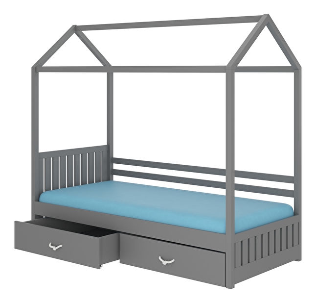 Detská posteľ 180x80 cm Rosie I (s roštom a matracom) (sivá)