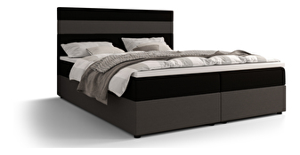 Manželská posteľ  Boxspring 140 cm Locos (čierna + sivá) (s matracom a úložným priestorom)