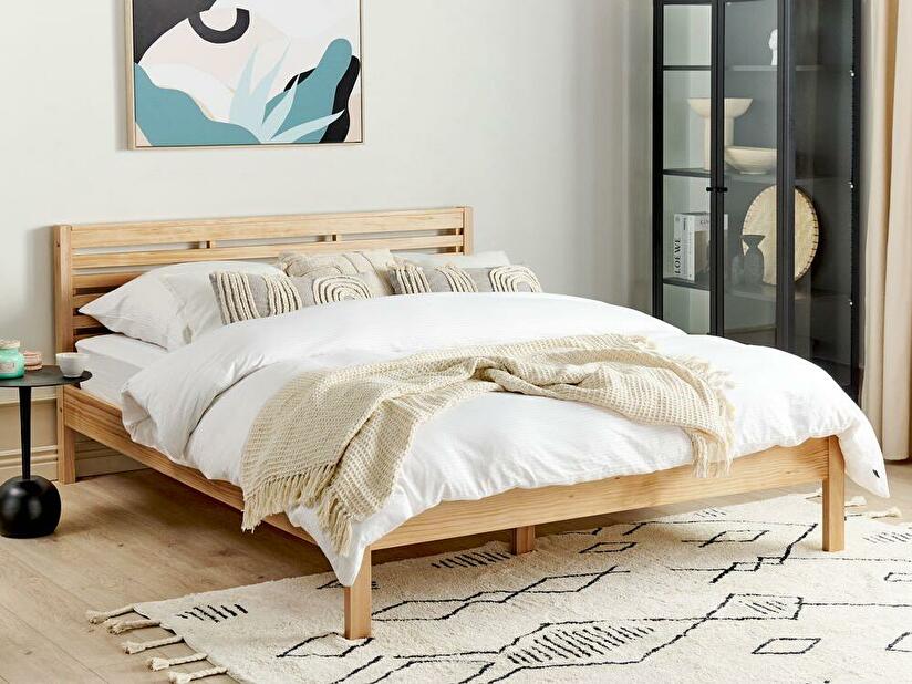Manželská posteľ 160 cm CAROC (s roštom) (svetlé drevo)