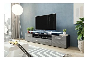 TV stolík + skrinka Mirjan Blaise (čierna + lesk sivý) (bez osvetlenia)