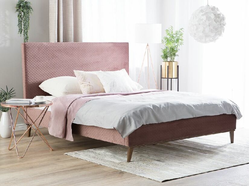 Manželská posteľ 140 cm BARON (s roštom) (ružová)