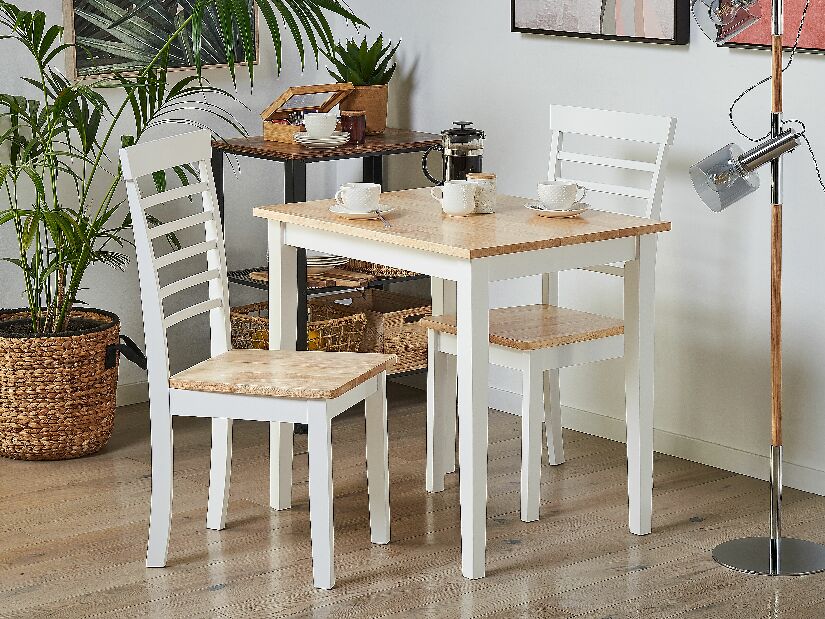 Jedálenský stôl BARRY (svetlé drevo + biela) (pre 4 osoby)