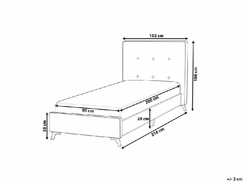 Jednolôžková posteľ 90 cm AMBRE (s roštom) (béžová)
