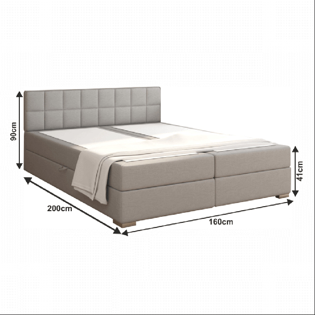 Manželská posteľ Boxspring 160 cm Ferrati (svetlosivá) *výpredaj