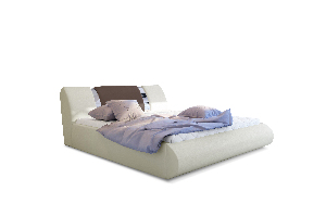 Manželská posteľ 180 cm Fabio (krémová + hnedá) (s roštom a úl. priestorom)