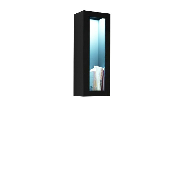 Vitrína Mirjan Zylia 90 (čierny + čierny lesk) (osvetlenie LED modré)