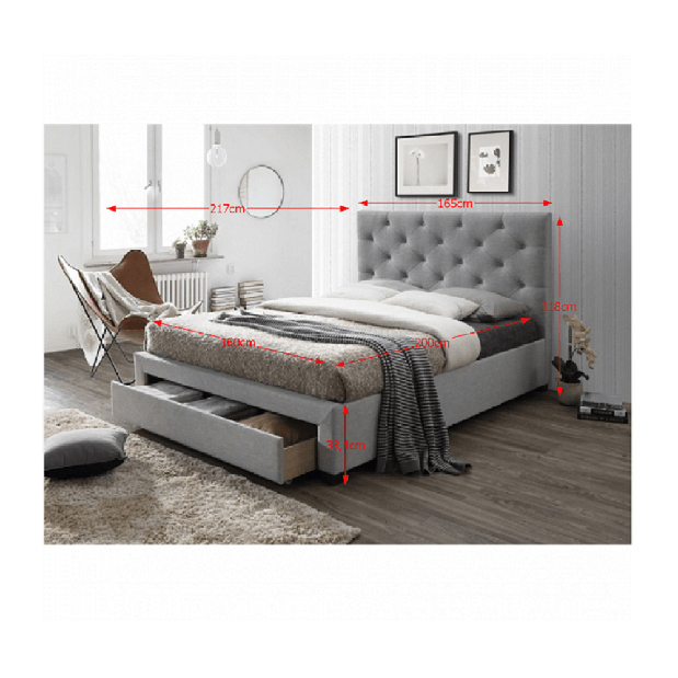 Manželská posteľ 160 cm Shemika (s roštom a úl. priestorom)