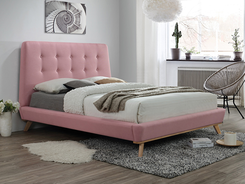 Manželská posteľ 160 cm Dona (ružová) (s roštom) *výpredaj
