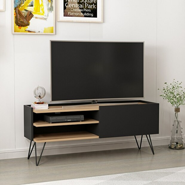 TV stolík/skrinka Arale (Orech + Čierna)
